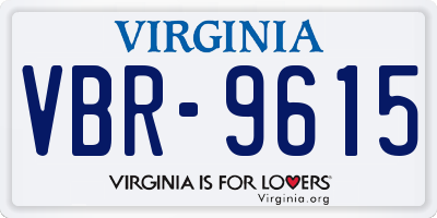 VA license plate VBR9615
