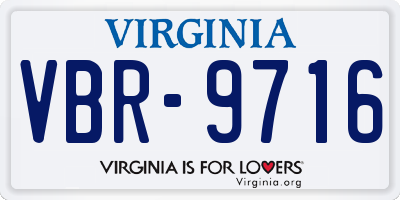 VA license plate VBR9716