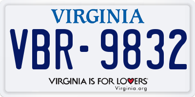 VA license plate VBR9832