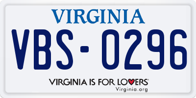 VA license plate VBS0296