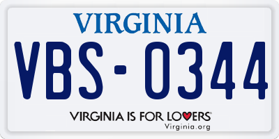 VA license plate VBS0344