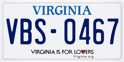 VA license plate VBS0467