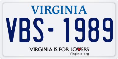VA license plate VBS1989