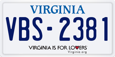 VA license plate VBS2381