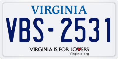 VA license plate VBS2531