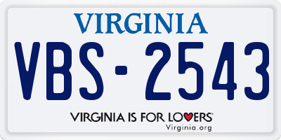 VA license plate VBS2543