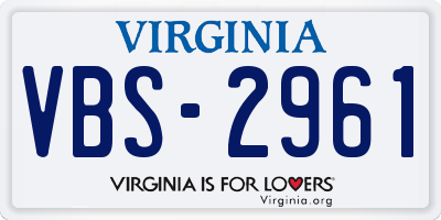 VA license plate VBS2961