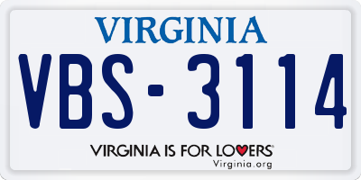 VA license plate VBS3114