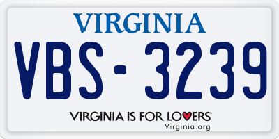 VA license plate VBS3239