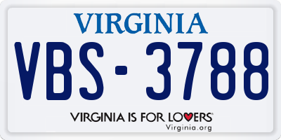 VA license plate VBS3788