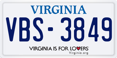 VA license plate VBS3849