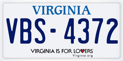 VA license plate VBS4372