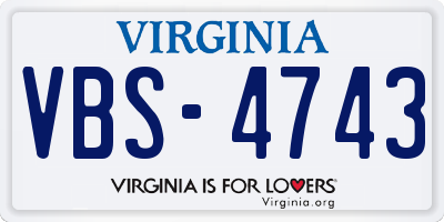 VA license plate VBS4743