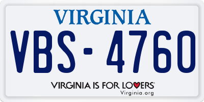 VA license plate VBS4760