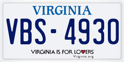 VA license plate VBS4930