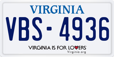 VA license plate VBS4936