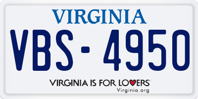 VA license plate VBS4950