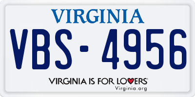 VA license plate VBS4956
