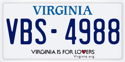 VA license plate VBS4988
