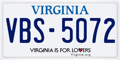 VA license plate VBS5072