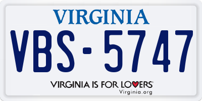VA license plate VBS5747