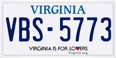 VA license plate VBS5773