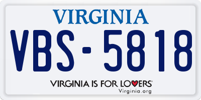 VA license plate VBS5818
