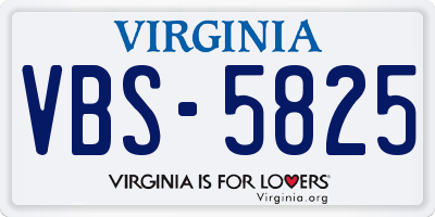VA license plate VBS5825