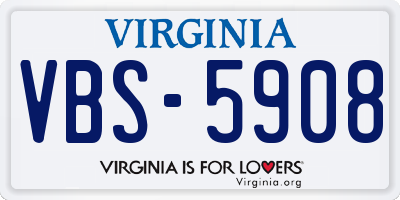 VA license plate VBS5908
