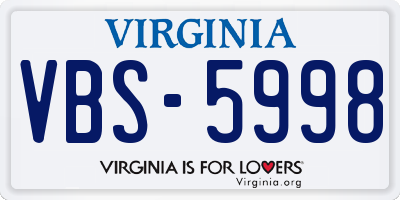 VA license plate VBS5998