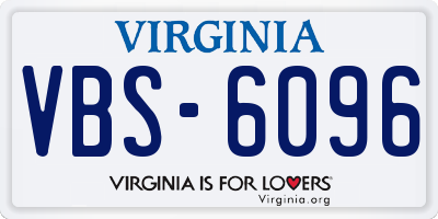 VA license plate VBS6096