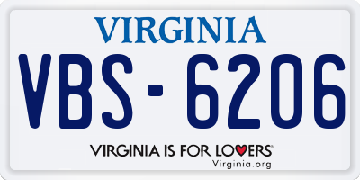 VA license plate VBS6206