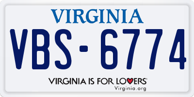 VA license plate VBS6774