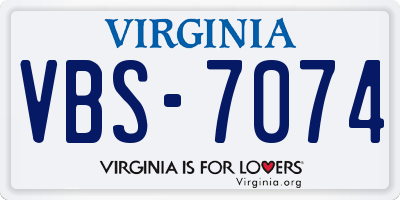 VA license plate VBS7074