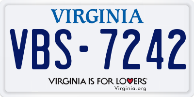 VA license plate VBS7242