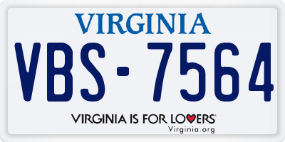 VA license plate VBS7564