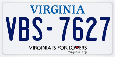 VA license plate VBS7627