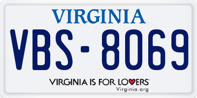 VA license plate VBS8069