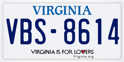 VA license plate VBS8614