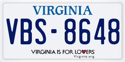 VA license plate VBS8648