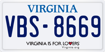 VA license plate VBS8669