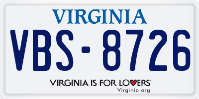VA license plate VBS8726