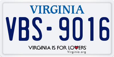 VA license plate VBS9016
