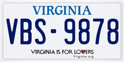 VA license plate VBS9878