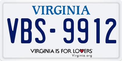 VA license plate VBS9912