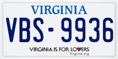 VA license plate VBS9936