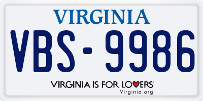 VA license plate VBS9986