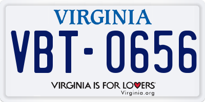 VA license plate VBT0656