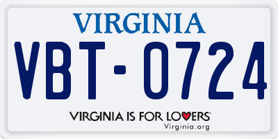 VA license plate VBT0724
