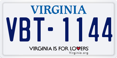 VA license plate VBT1144